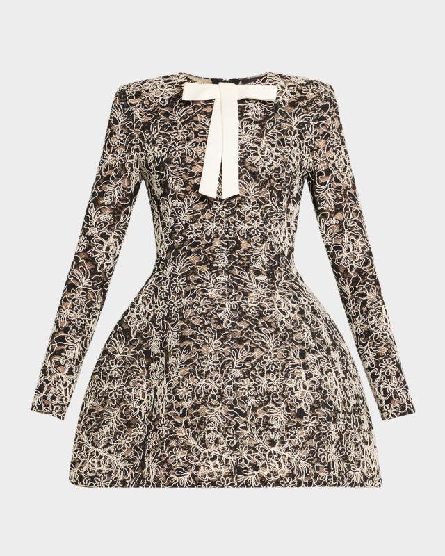 Courtney Floral Lace Fit-&-Flare Mini Dress